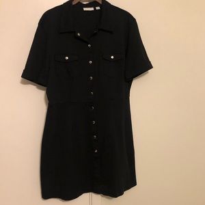Black shirt dress with silver buttons